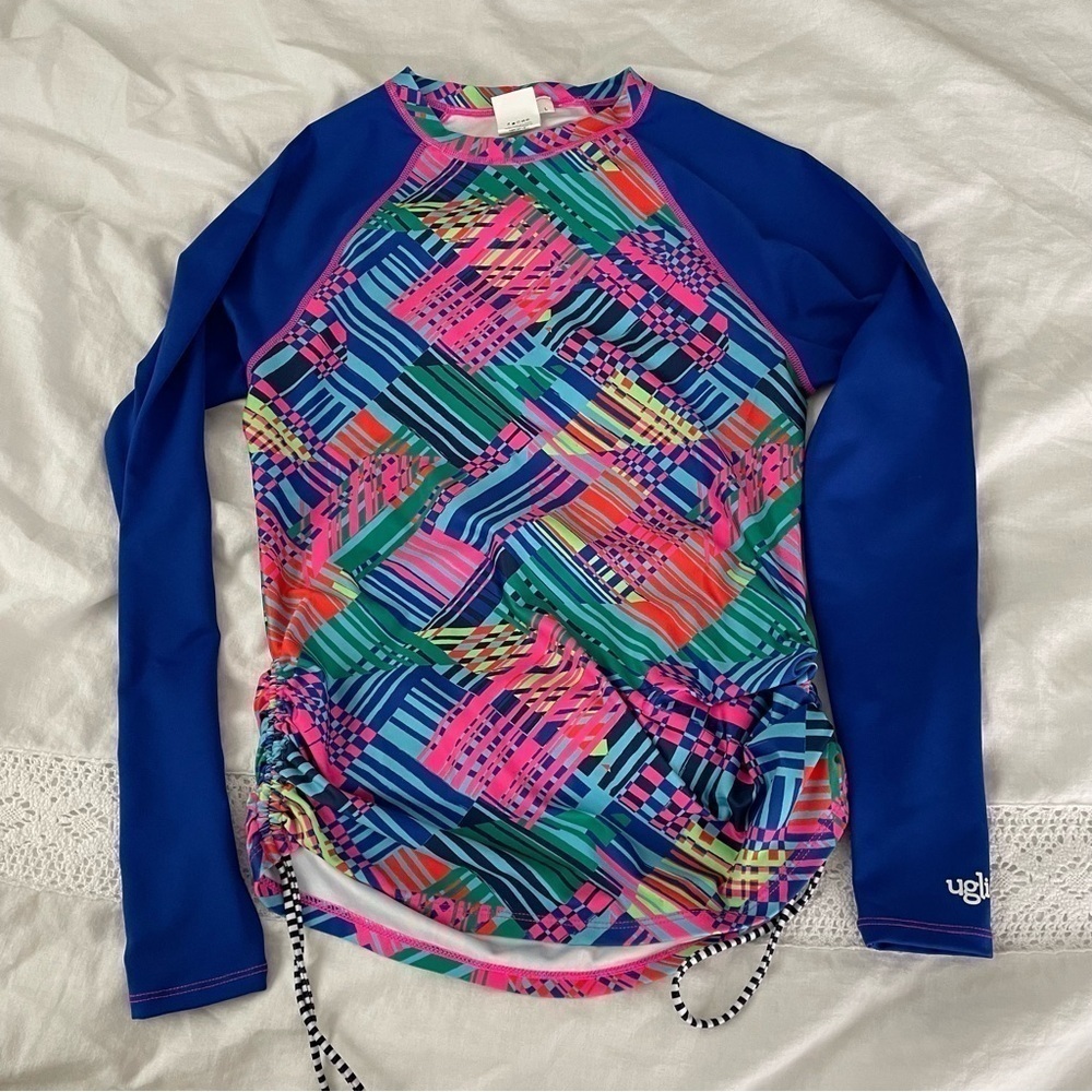 Dolfin LARGE Uglies Long Sleeve Rashguard Color Clash Women’s Blue stripes